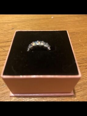 Diamonique Silver-Tone Multi-Stone Sparkle Ring Size 6